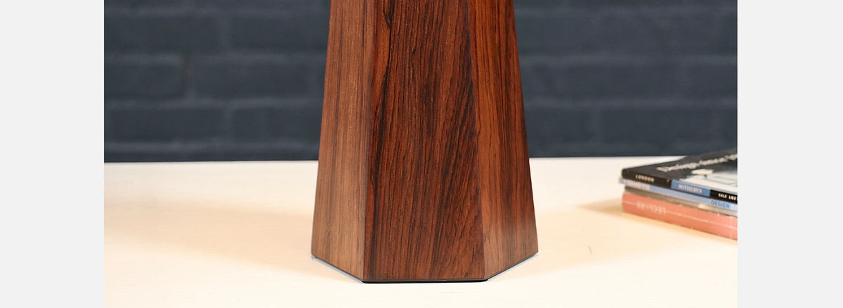 Danish Modern Sculpted Hexagonal Rosewood Table Lamp