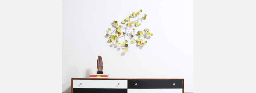 Vintage Curtis Jere Floral Leaf Wall Sculpture for Artisan House