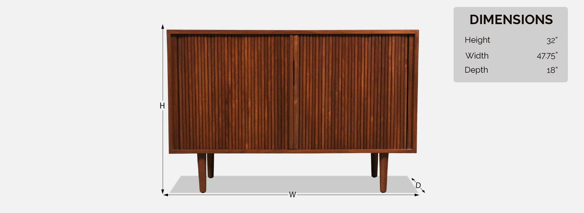 California Modern Walnut Tambour-Door Credenza by Barzilay