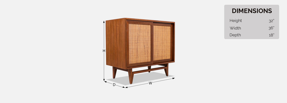 John Keal Cabinet with Cane Doors for Brown Saltman