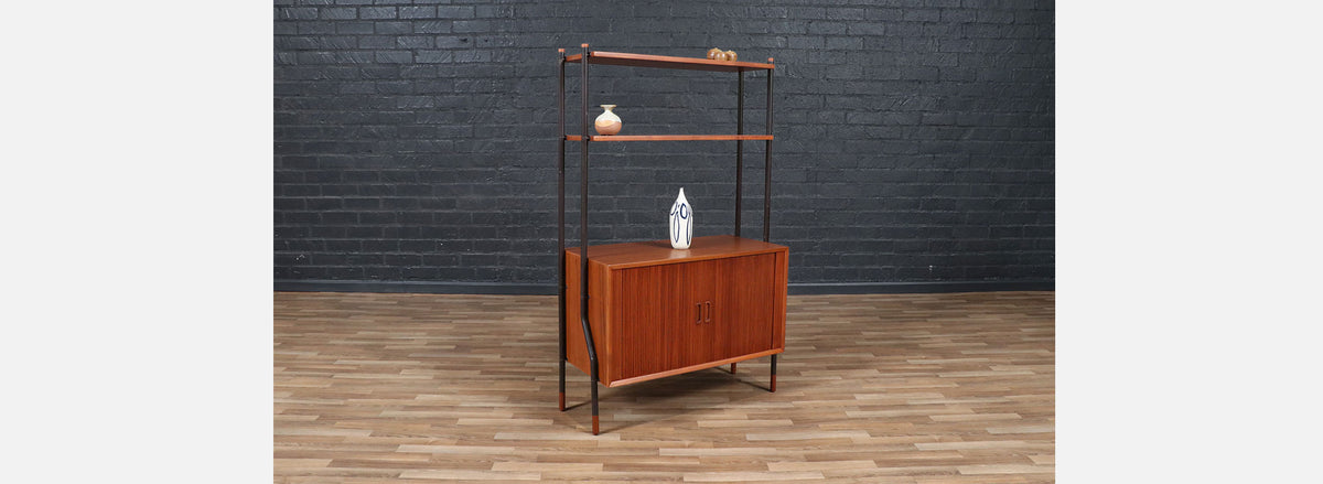 Danish Modern Tambour-Door Bookshelf by Lyby Mobler 