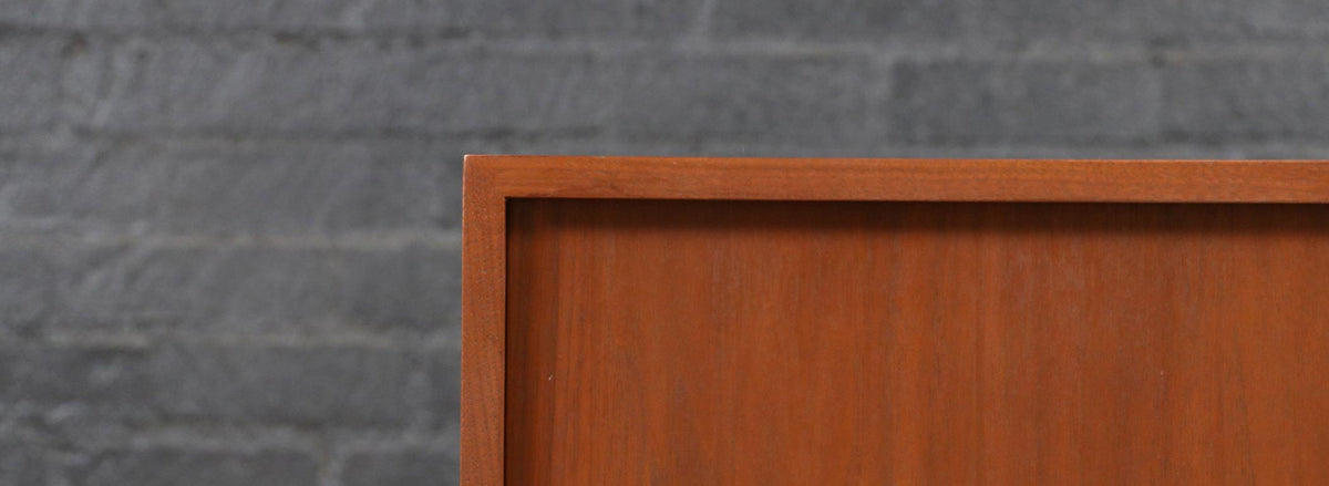 Custom Made Walnut Credenza w/ Sliding Doors by Danish Modern LA