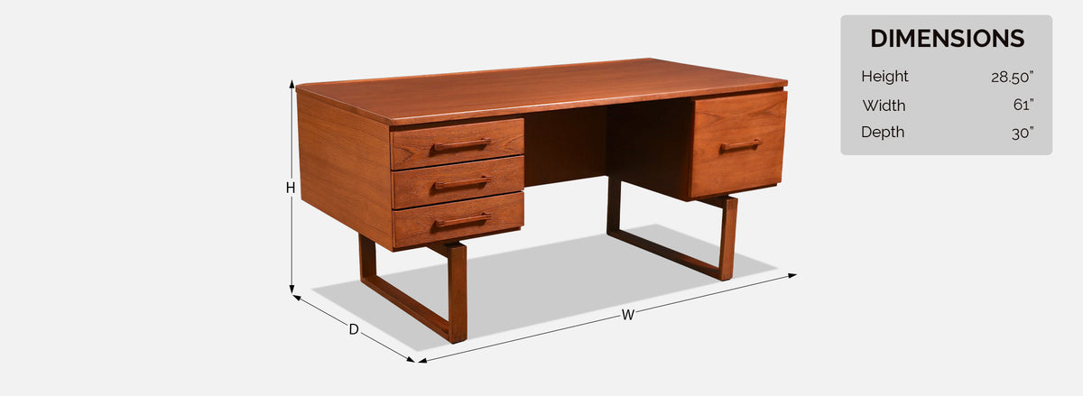 Henning Jensen & Torbin Valeur Teak Desk with Bookcase for Dyrlund