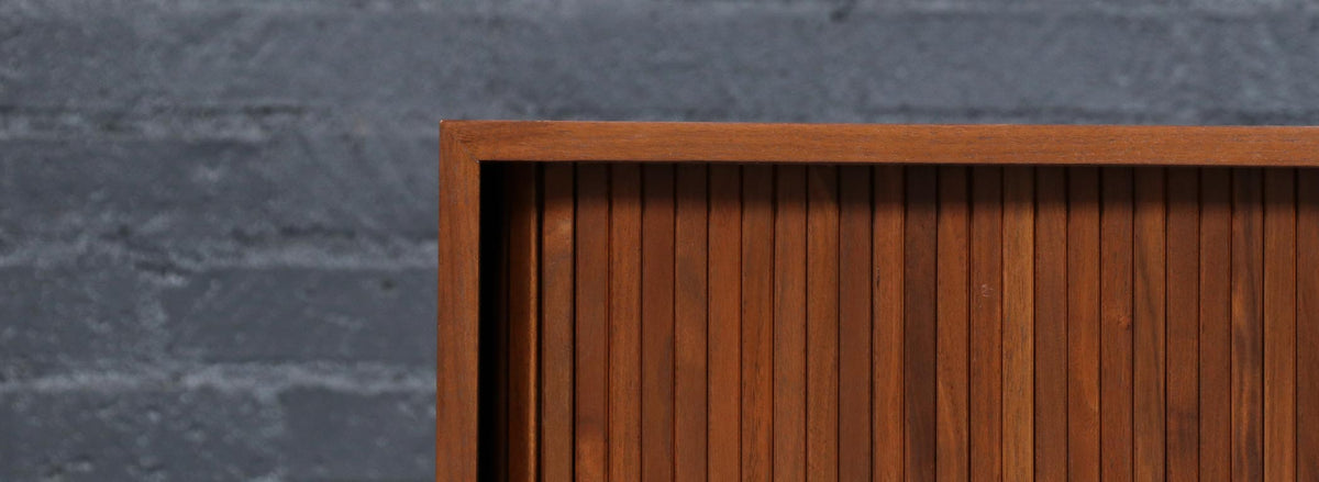 Californian Modern Low Profile Tambour-Door Credenza by Milo Baughman