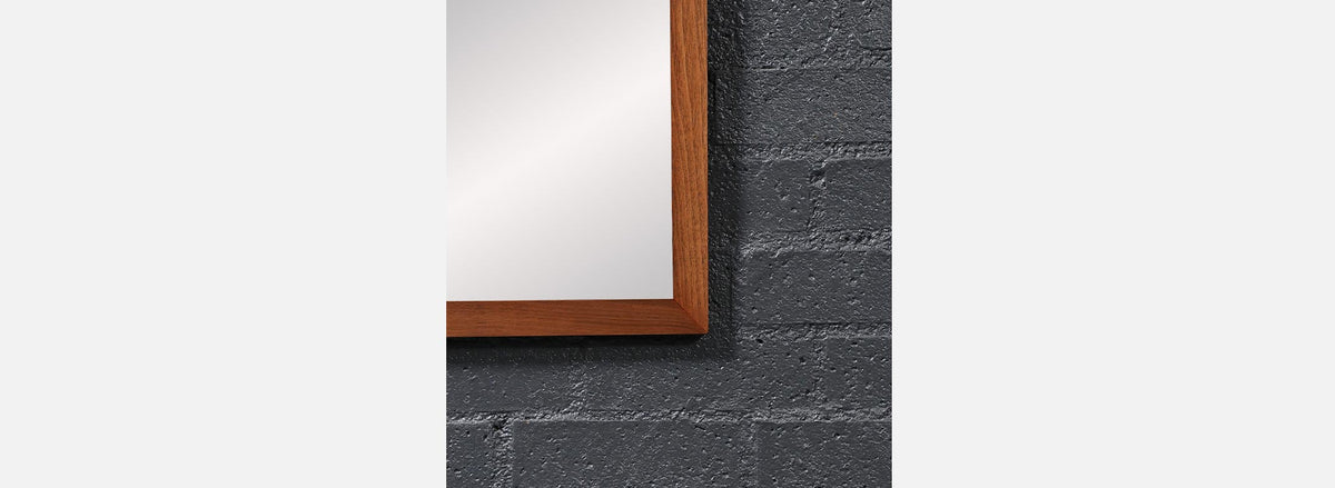 Mid-Century Modern Walnut Beveled Frame Arch Mirror