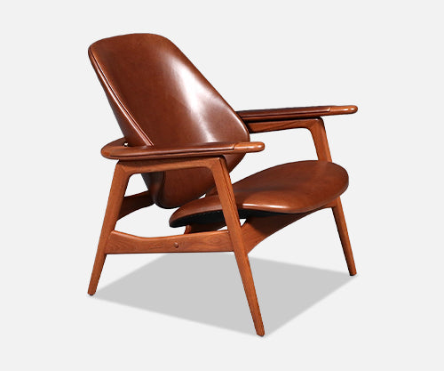 Arne Hovmand-Olsen Teak & Cognac Leather Lounge Chair for Mogens Kold