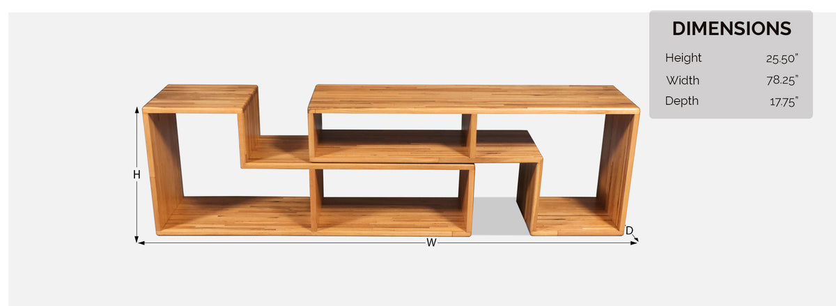 Mid-Century Modern Modular Oak Bookshelf Credenza 