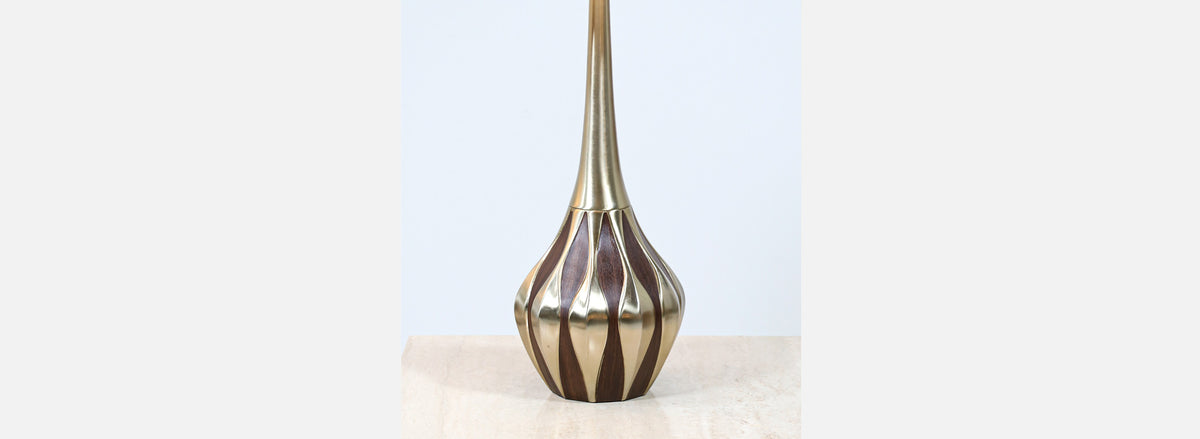 Mid-Century Sculpted Brass Tables Lamp by Laurel