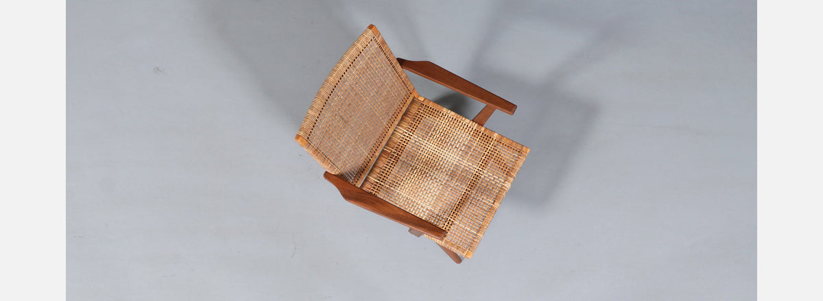 Mid-Century Dutch Modern Cane & Teak Lounge Chair