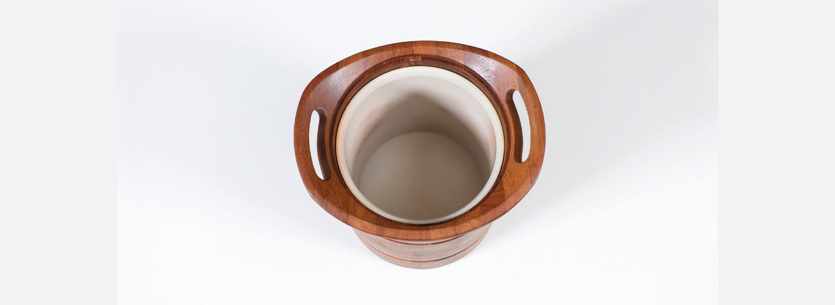 Danish Modern Sculpted Teak Ice Bucket by ESB