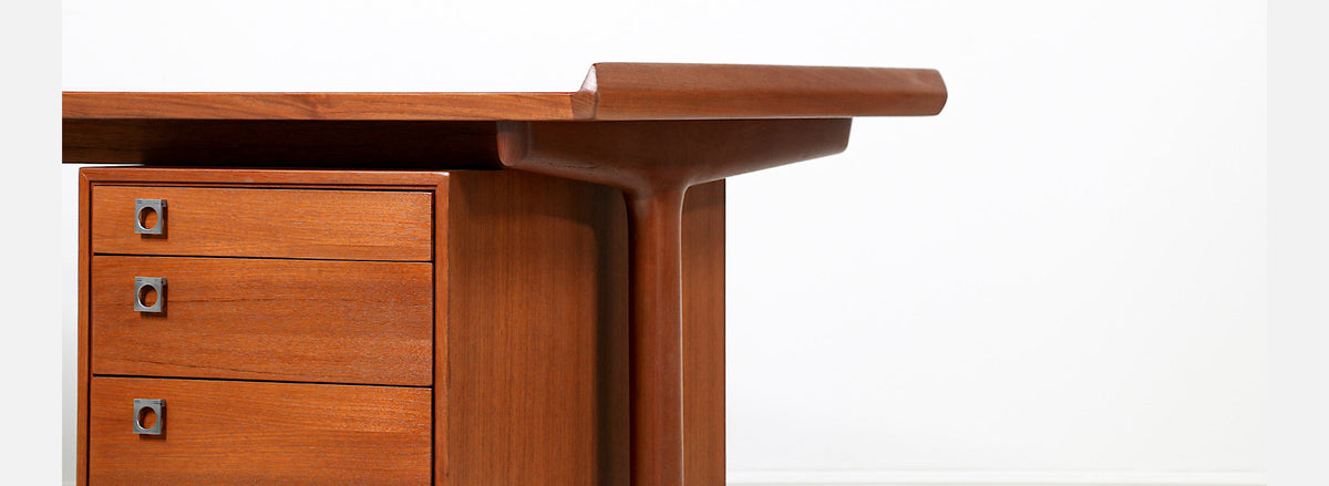 Danish Modern Executive Teak Desk for H.P. Hansen