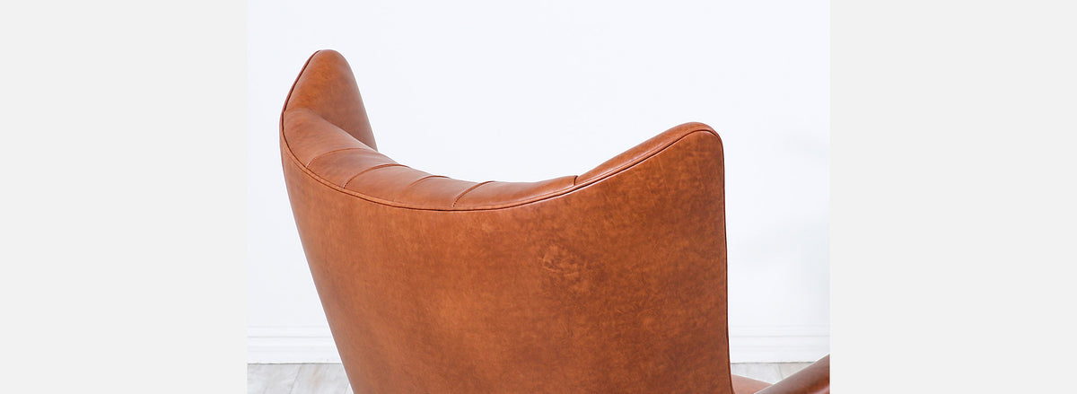 Hans J. Wegner Cognac Leather “Papa Bear” Chair with Ottoman for A.P. Stolen