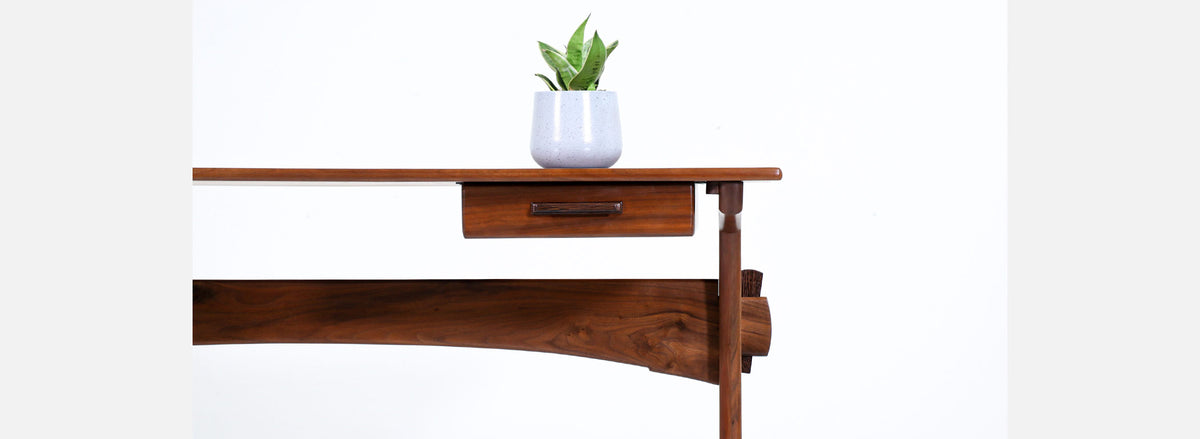American Modern Studio Craft Sculpted Walnut Executive Desk