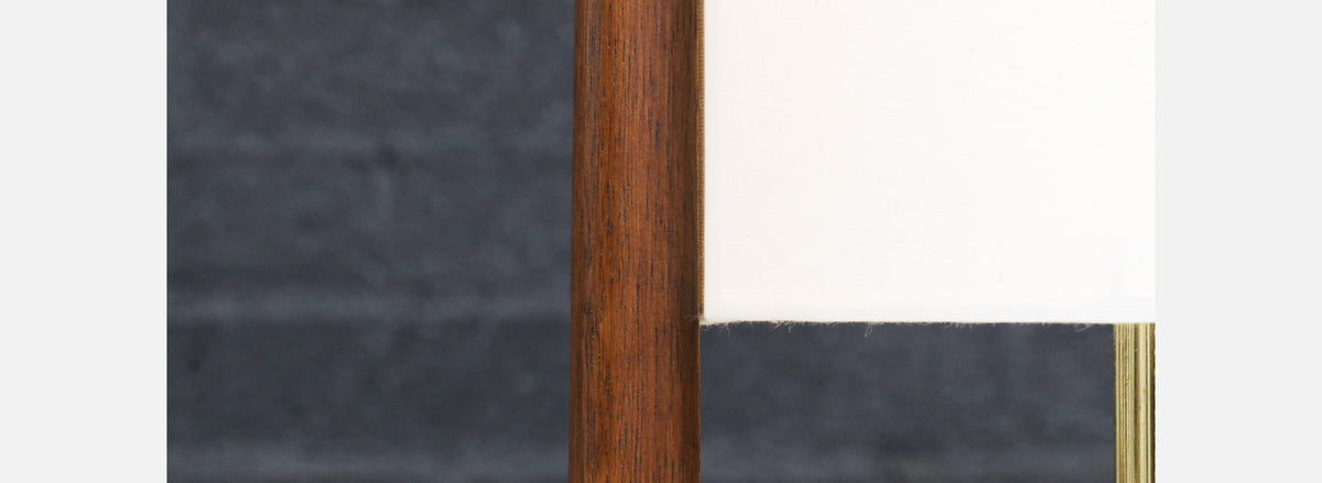 John Keal Korina Wood & Brass Accent Table Lamp for Modeline of California