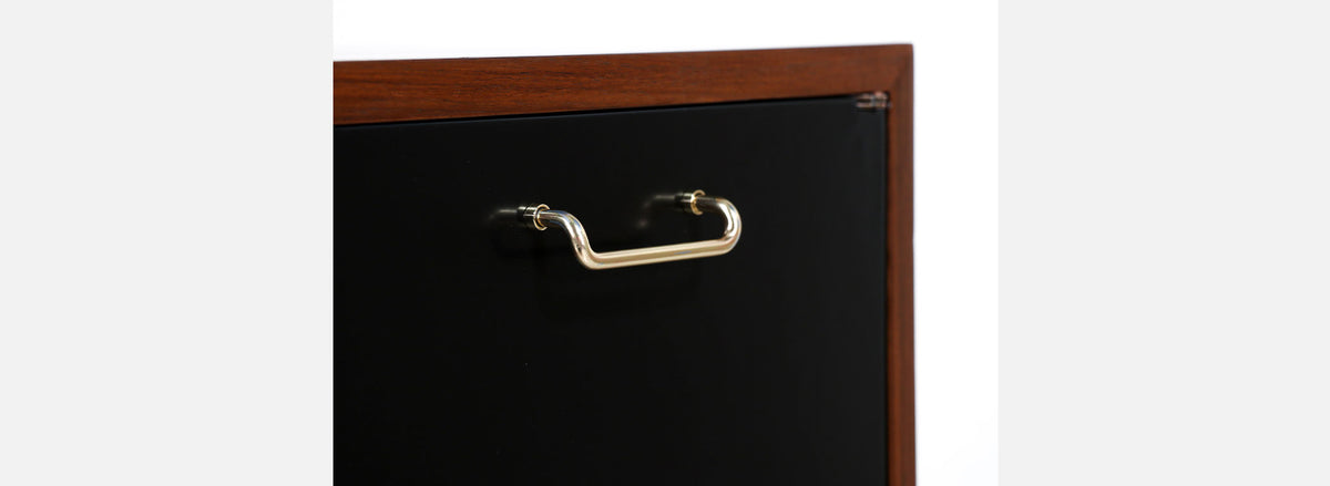 Merton Gershun Walnut Dresser with Lacquered Doors & Brass Accents