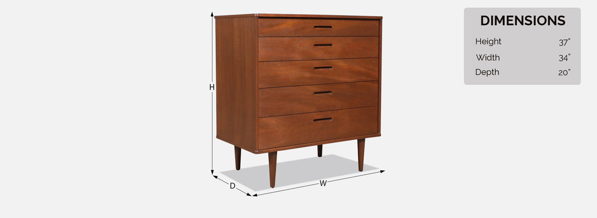 Edward J. Wormley Mahogany 5-Drawers Dresser for Dunbar