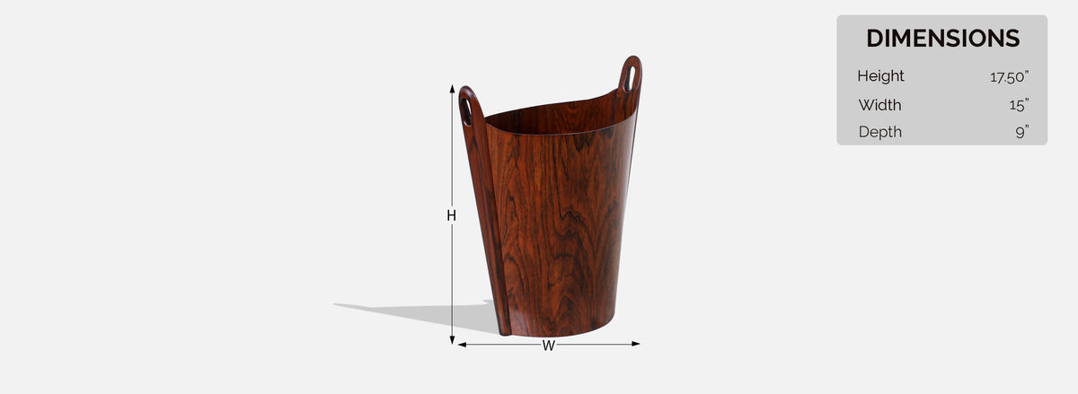 Norwegian Modern Rosewood Waste Basket by Einar Barnes