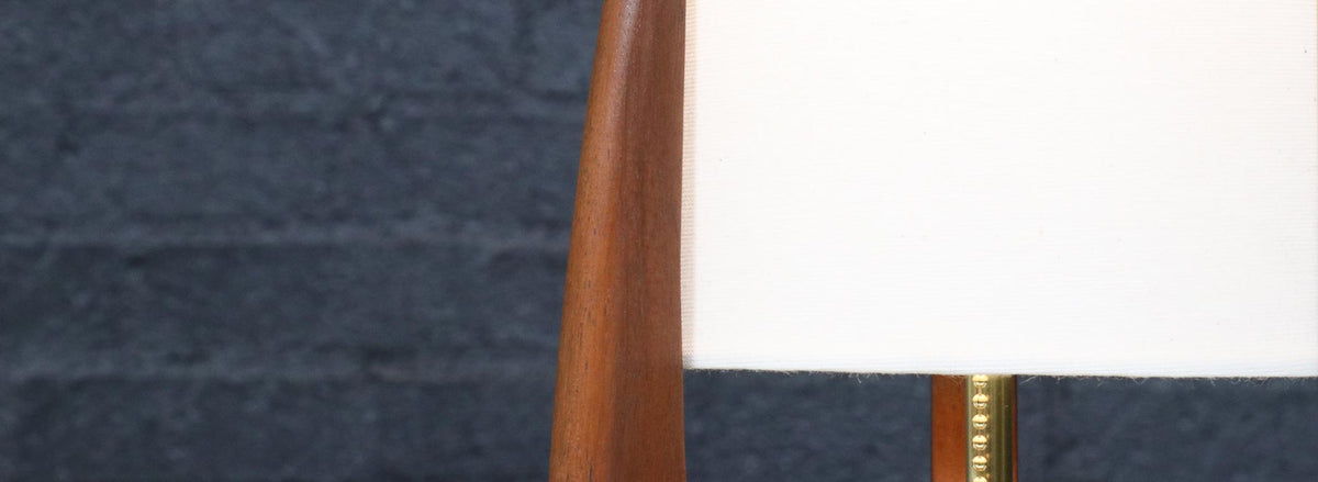 David Shreve Walnut Sculpted Table Lamps for V.H. Woolums