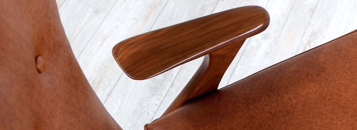 Kurt Østervig Cognac Leather Wing Chairs for Rolschau Mobler