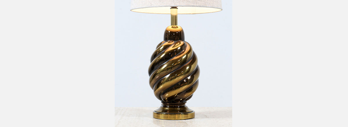 Mid-Century Modern Brass Spiral Form Table Lamp by Westwood Industries 