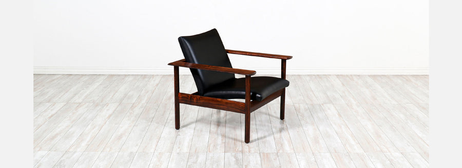 Nordic Modern Sculpted Rosewood Reclining Lounge Chair