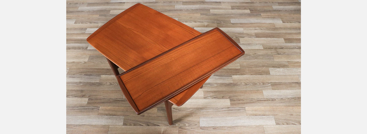 H.W. Klein Teak Side Table w/ Pull Out Tray for Bramin