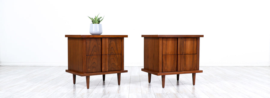 American of Martinsville Sculpted Walnut Night Stands