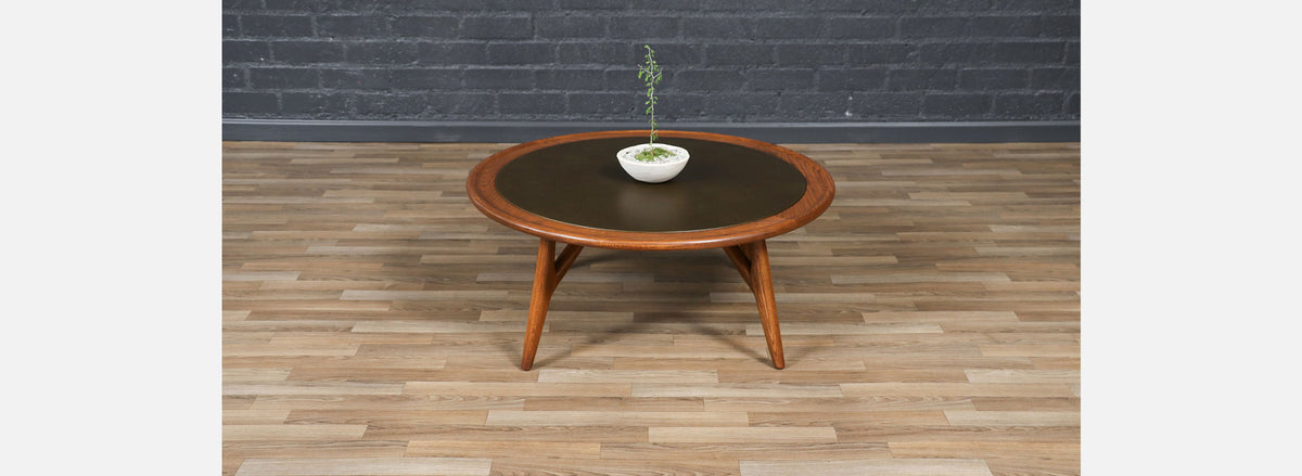 Jack Van der Molen Sculpted Oak & Leather Top Coffee Table