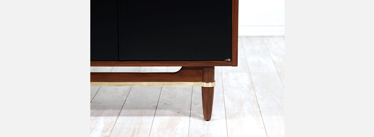 Merton Gershun Walnut Dresser with Lacquered Doors & Brass Accents