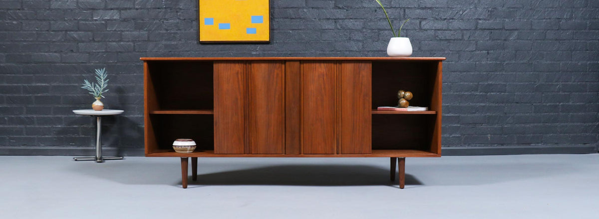 Mid-Century Californian Modern Tambour-Door Credenza by Barzilay