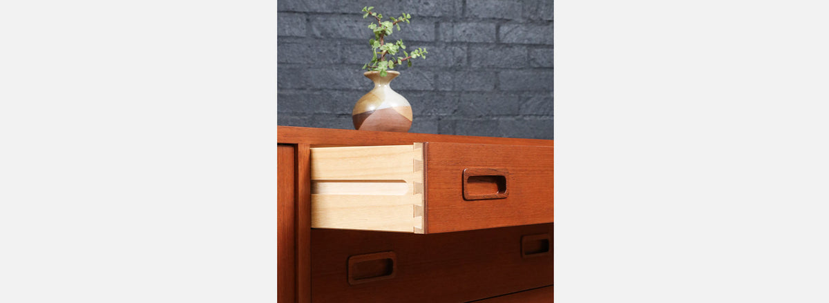 Carlo Jensen Bi-Folding Door Teak Credenza for Hundevad & Co.