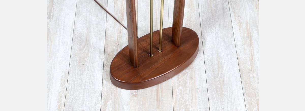 California Modern Column Walnut & Brass Floor Lamp by Modeline 