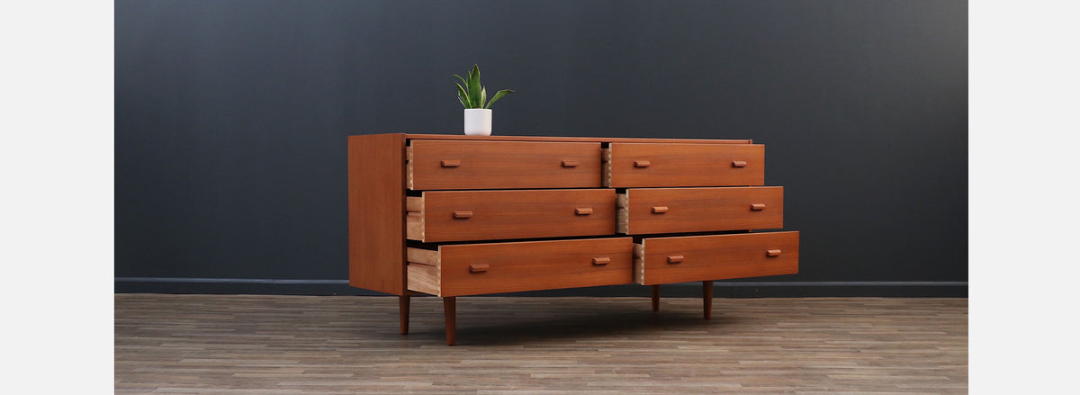 Danish Modern 6-Drawer Teak Dresser by Art Furn