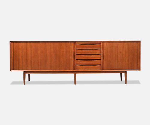 Arne Vodder Tambour-Door Teak Credenza for Sibast Møbler