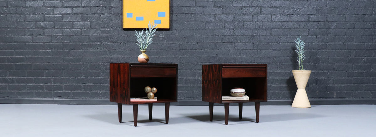 Mid-Century Rosewood Night Stands w/ Bookcase by Westnofa