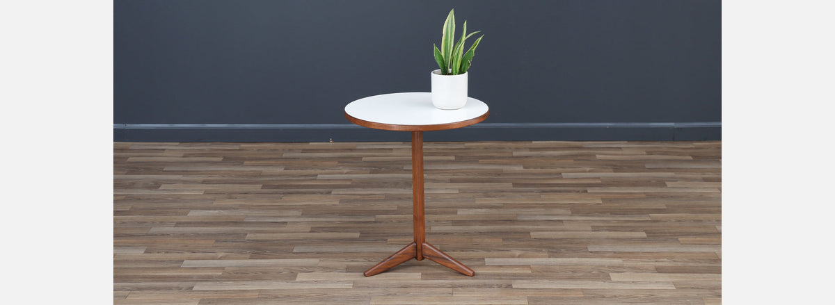 Mid-Century Modern Sculpted Walnut Tripod Side Table