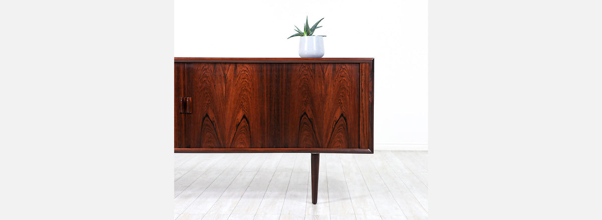 Svend A. Larsen Rosewood Tambour-Door Credenza for Faarup Møbelfabrik