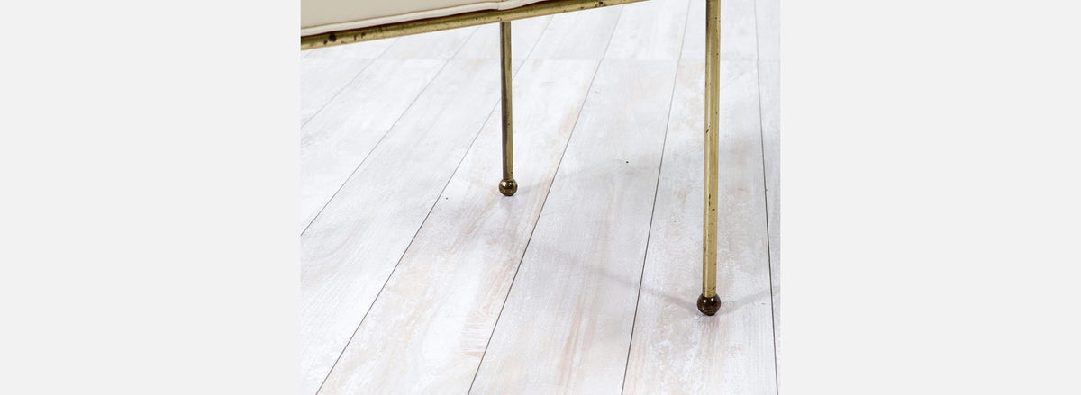 Mid-Century Modern Brass & Leather Stools by Frederick Weinberg