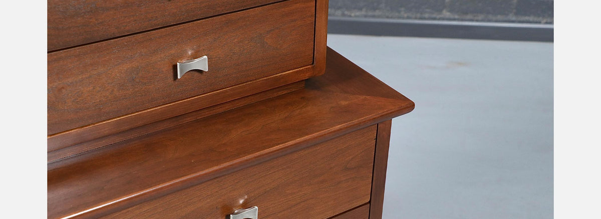 Mid-Century Modern Sculpted Highboy Dresser by Weiman