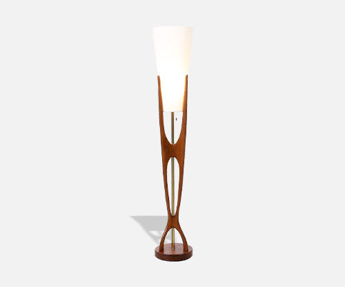 Modeline of California Sculpted Walnut & Brass Floor Lamp