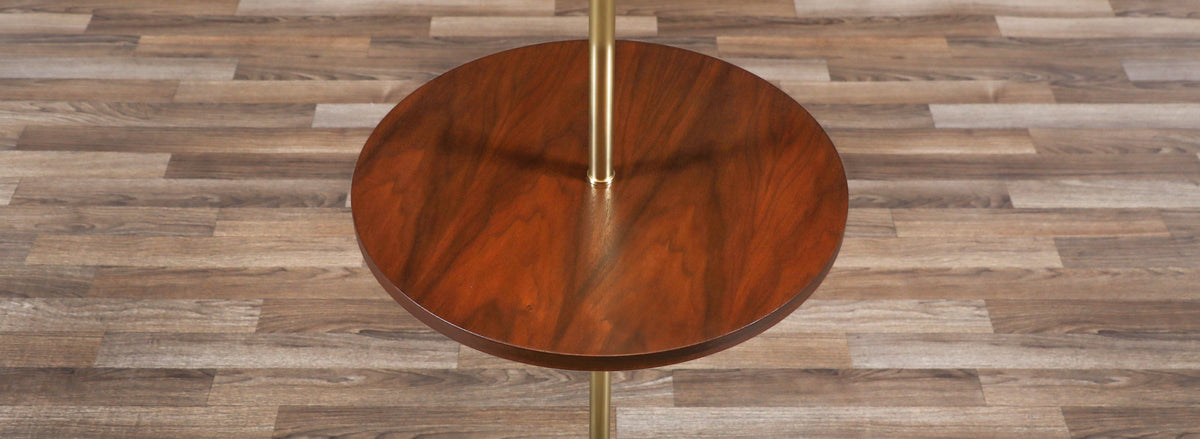 Mid-Century Sculpted Brass Tripod Floor Lamp w/ Side Table by Laurel
