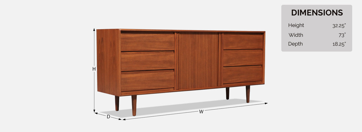Danish Modern Tambour-Door Teak Dresser by Danflex Systems