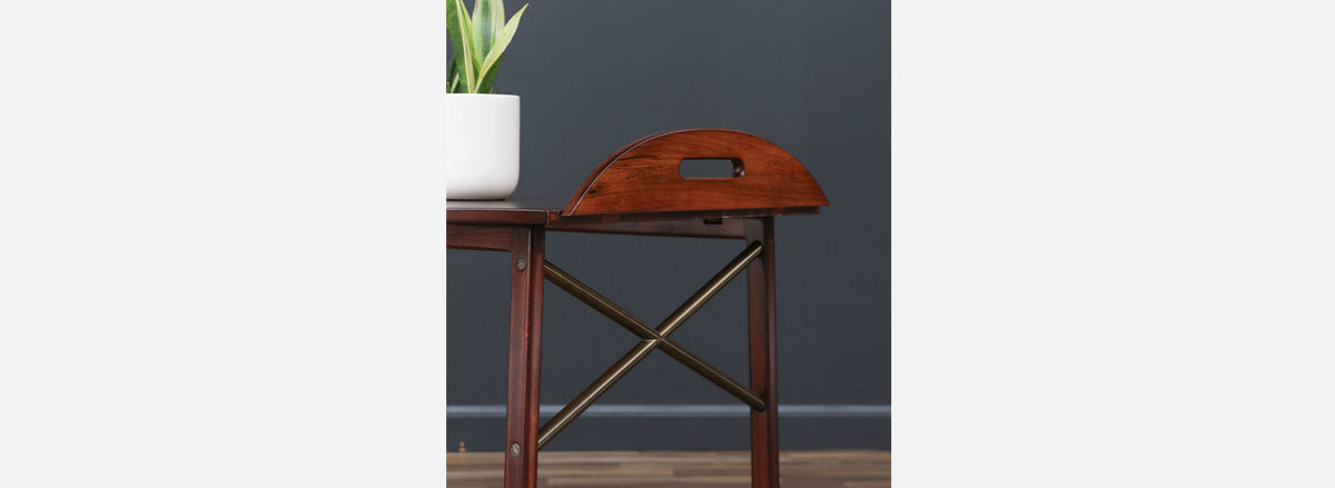 Svend Langkilde Rosewood & Brass Removable Tray Table