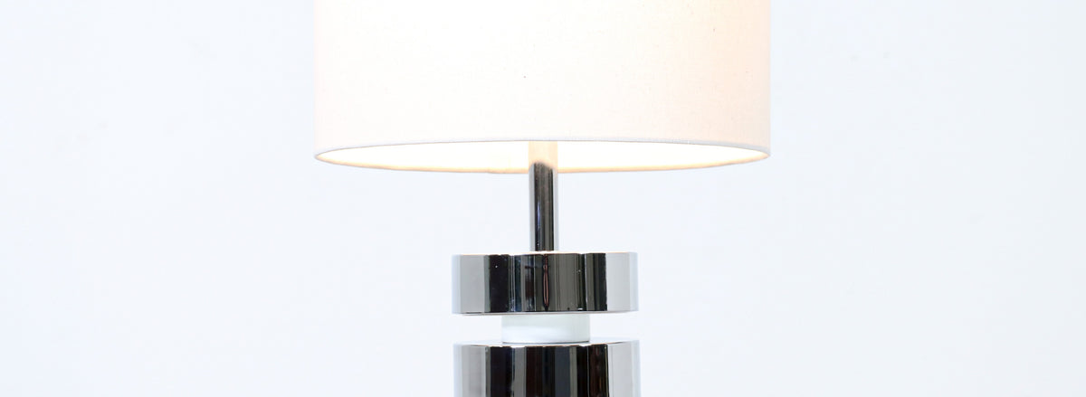 Mid-Century Modern Chrome Disc Column Table Lamp