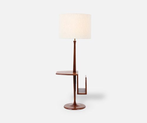 Mid-Century Floor Lamp with Magazine Tray by Laurel
