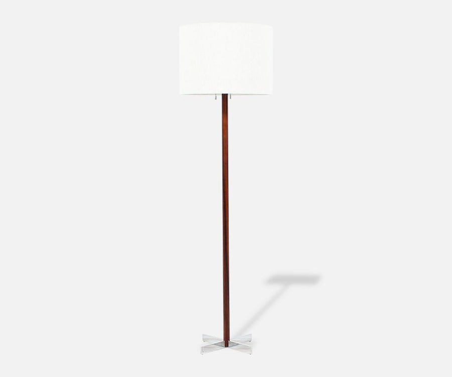 Mid-Century Modern Rosewood & Steel Floor Lamp