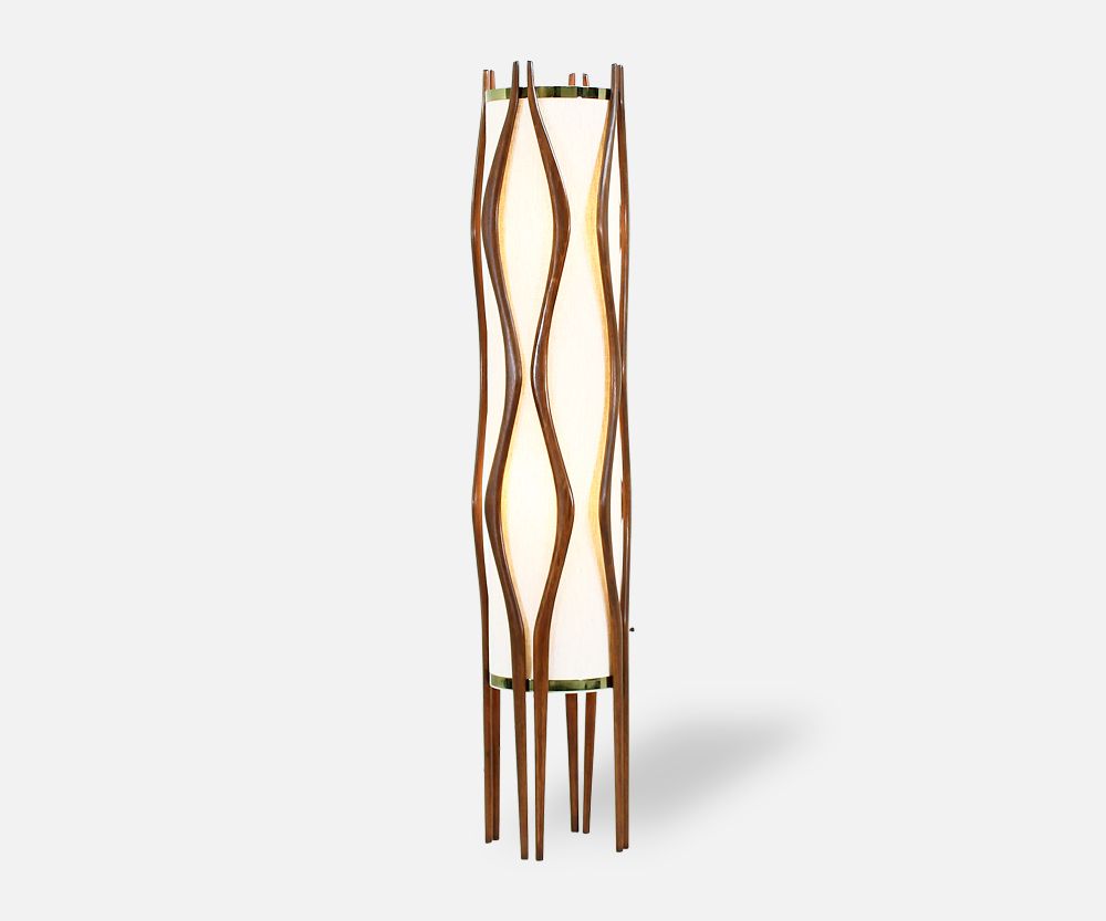 Mid-Century Modern Sculpted Walnut Floor Lamp by Modeline 2