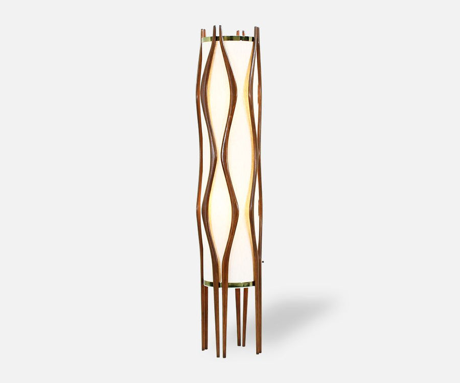 Mid-Century Modern Sculpted Walnut Floor Lamp by Modeline 2