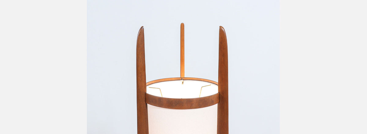 California Modern Sculpted Walnut Floor Lamp by Modeline
