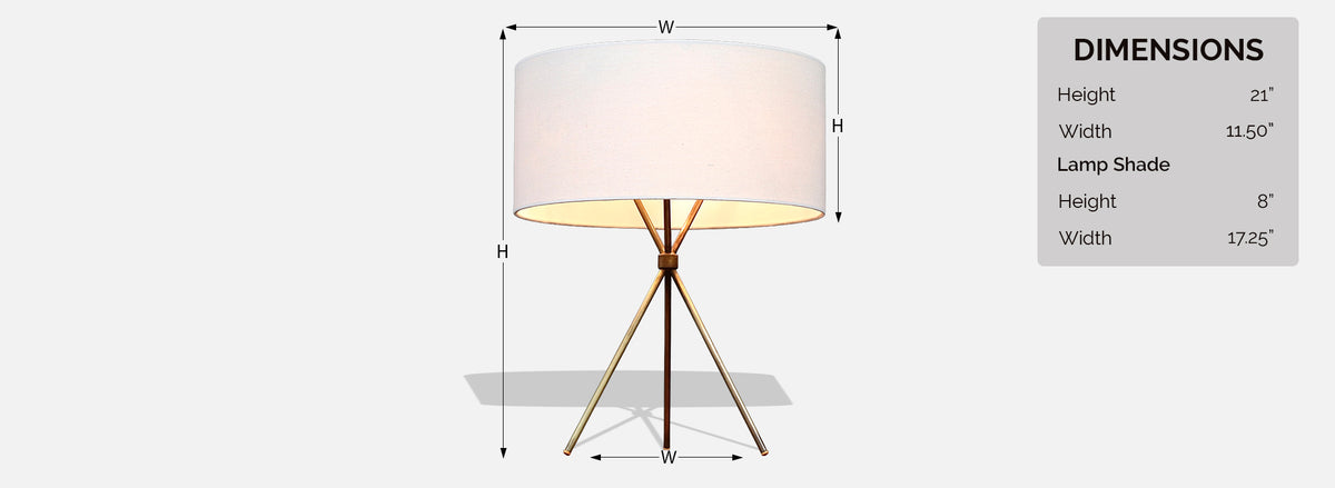 T.H. Robsjohn-Gibbings Model-170 Brass Tripod Table Lamp for Hansen